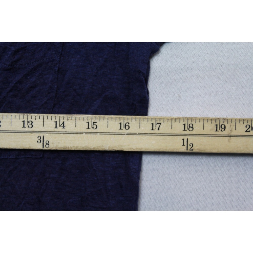 J.Crew Linen V-Neck Pocket Tee Women Small Navy Blue Excellent Short Sleeve